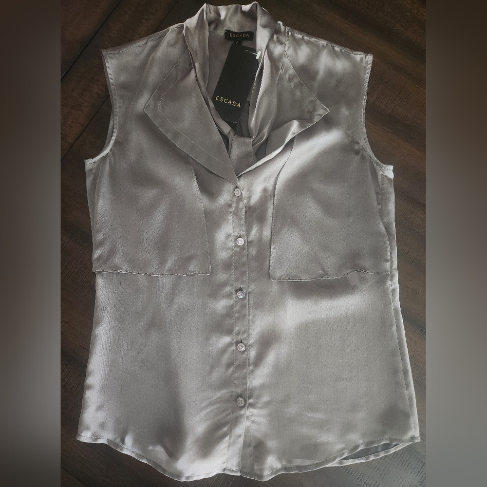NWT Escada Women's Carnation Silk Sleeveless Blouse Sz 34